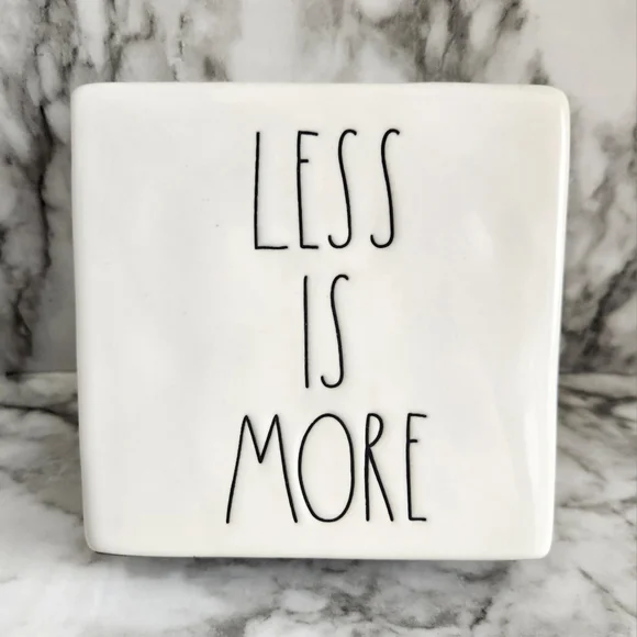 Rae Dunn Ceramic Square Block Sign, Less Is More, More Or Less - Picture 7 of 10